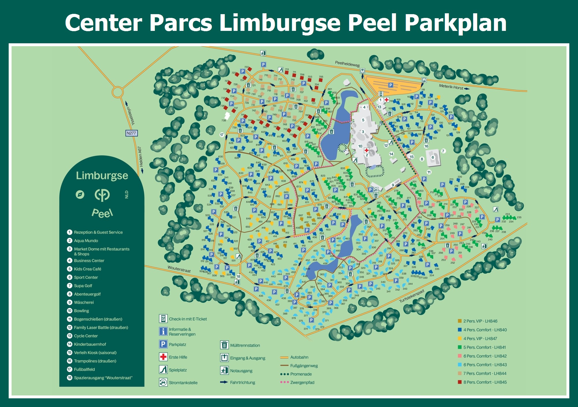 // Center Parcs Limburgse Peel Karte mit allen Ferienhäusern und Einrichtungen. ParkExplorer // Center Parcs Limburgse Peel Karte mit allen Ferienhäusern und Einrichtungen. ParkExplorer