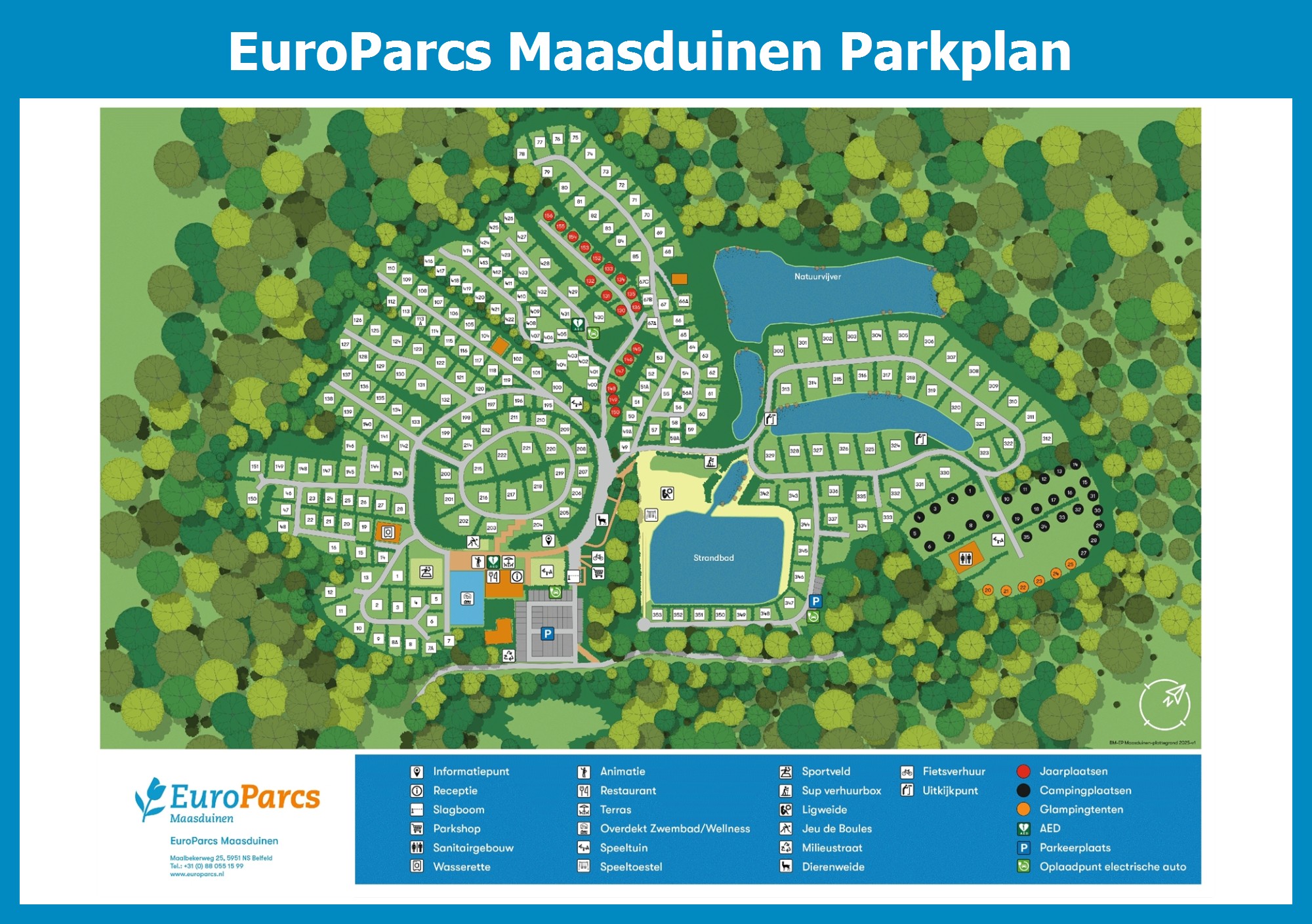 // EuroParcs Maasduinen Karte mit allen Ferienhäusern und Einrichtungen