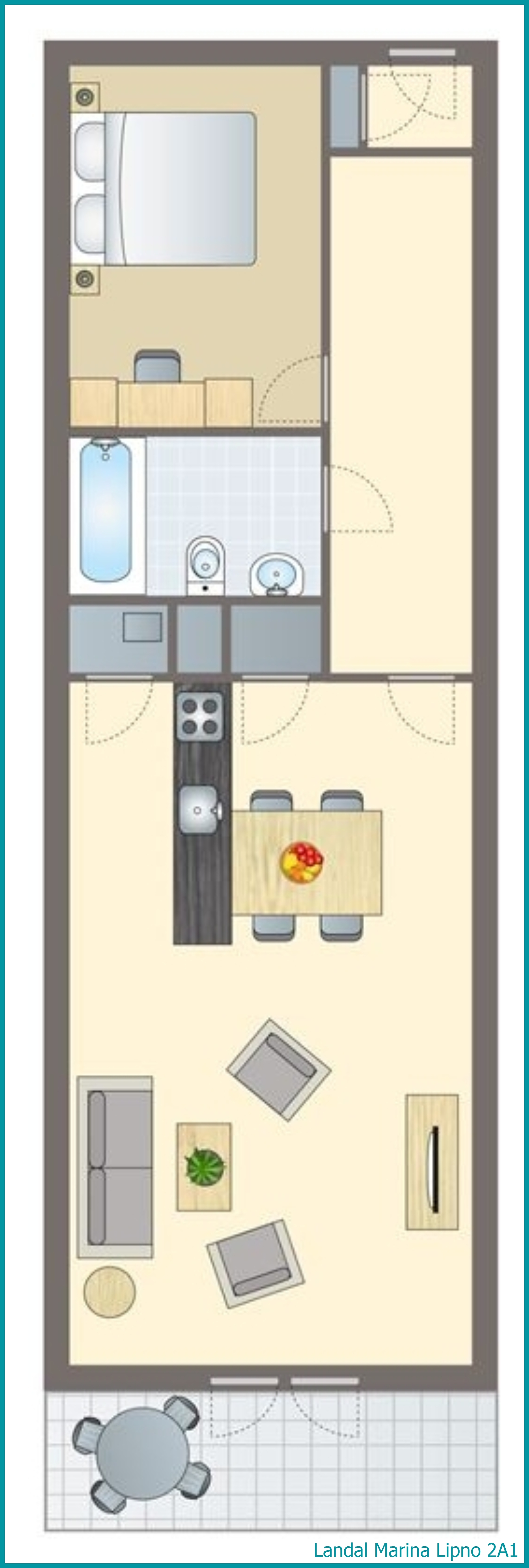 2-Personen-Ferienwohnung 2A1 in Marina Lipno
