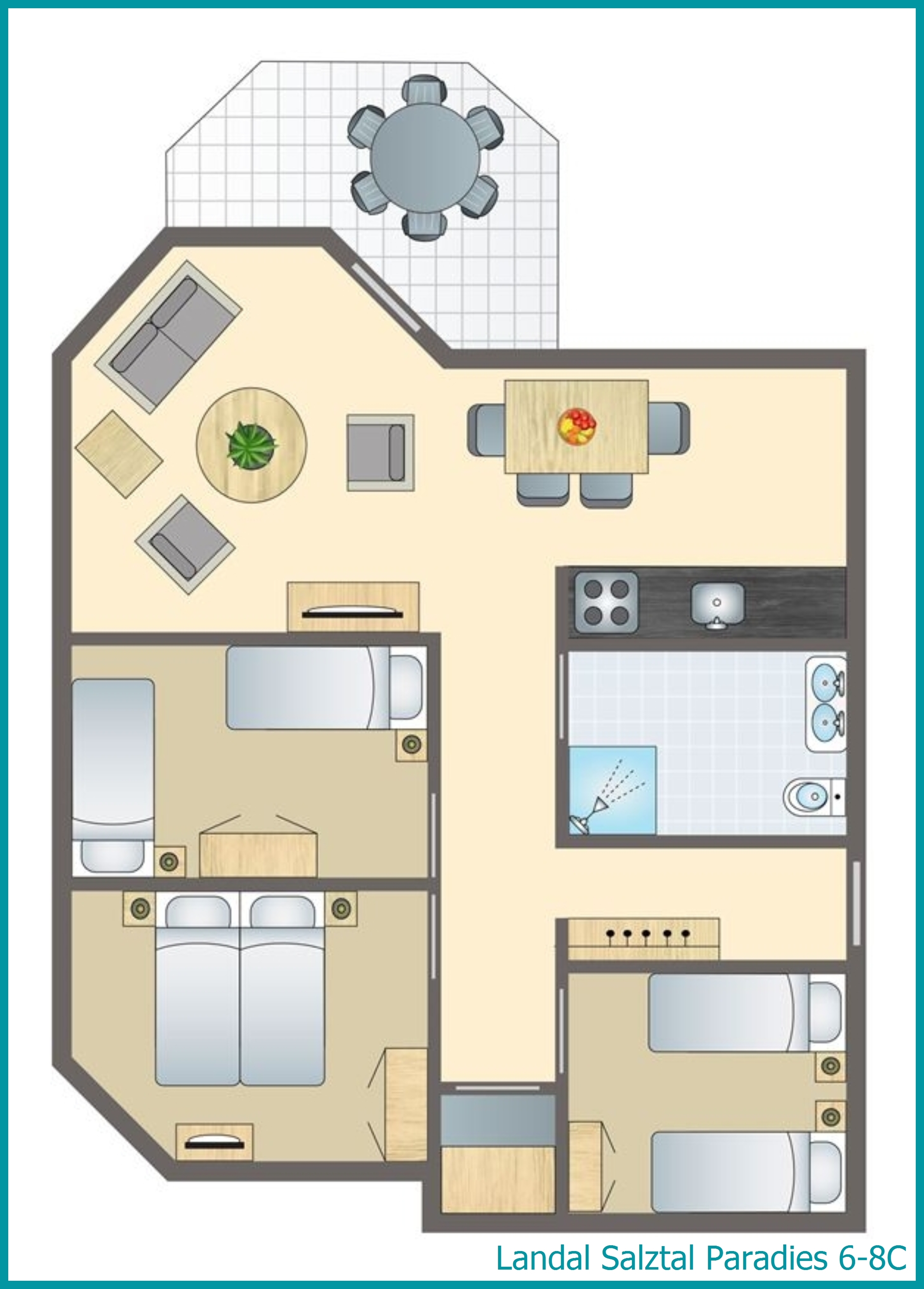 6-8-Personen-Ferienwohnung 6-8C in Salztal Paradies